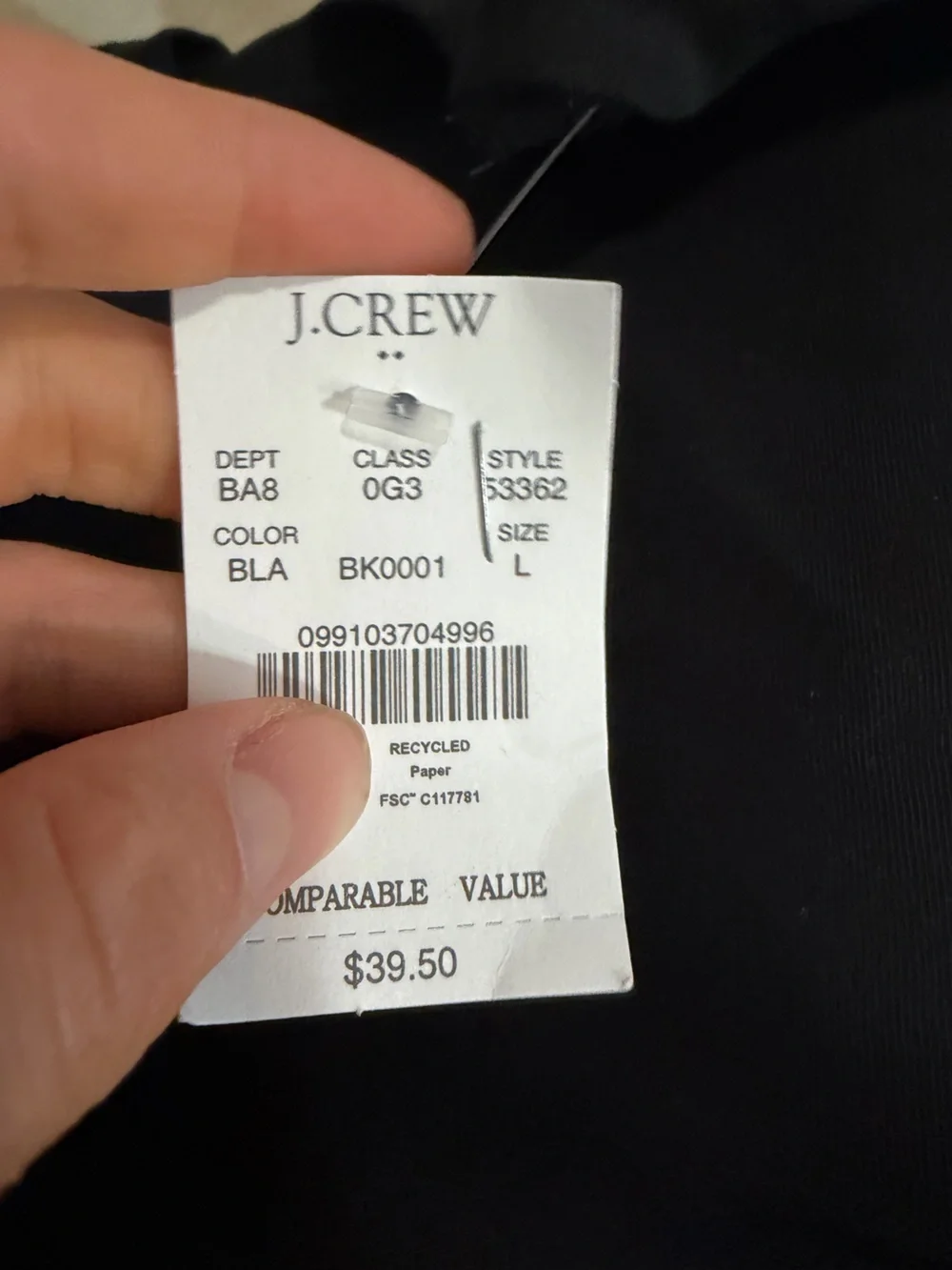 J crew black Cotton washed jersey tee